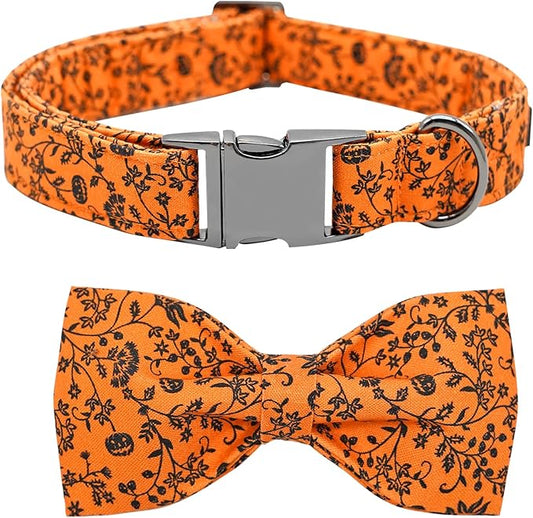 Halloween Dog Collar, Pet Collar Dog Bow Pumpkin Dogs Collar Girl Boy Holiday Pet Dogs Collar Gift Bow Dog Collar Cute Soft Puppy Collar for X-Small Puppy