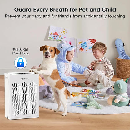 DAYETTE Air Purifiers for Home Large Room Up to 2400 Ft² with HEPA 14 Filter, Pet Air Purifier with Washable Prefilter for Bedroom with Fragrance, Air Cleaner for Smoke Dust Pets Hair Odor, White