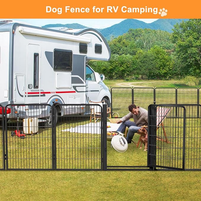 Dog Fence Outdoor Pens Outside,Portable Dog Play Pen 40" H 20 Panels Pet Playpen Exercise Pens for Puppys Small Medium Large Dogs RV Camping Yard Garden Indoor Wide Gate
