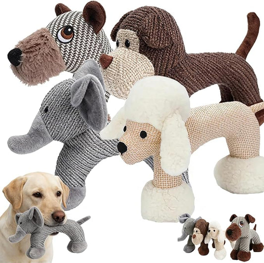 Linen Safari Companions, Squeaky Dog Chew Animals, with Durable Linen Material, Durable and Resistant to Chewing, for Relieve Dog's Boredom (Mix)