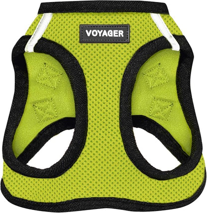 Best Pet Supplies Voyager Step-in Air Harness - All Weather Mesh, Reflective, No Pull Harness for Dogs, Cats - Secure with Hook & Loop Fastener, Buckle, Double D-Rings - Lime Green/Black Trim, XXXS
