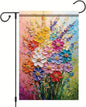 12x18 Inch Spring Garden Flag Colorful Flower Oil Painting Style Yard Banner Artistic Textured Floral Design Double Sided Outdoor Decoration for Lawn Patio Home Seasonal Garden Flag