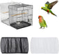 Fengek 2 Pcs Adjustable Bird Cage Cover & Seed Catcher Net - Stretchy Bird Cage Accessories for Night Cover & Seed Guard (White + Black)