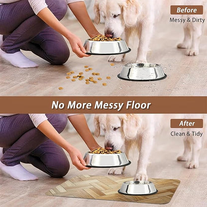 Vintage Wooden Dog Cat Food Mat,Boho Absorbent Pet Feeding Mat for Food and Water,Non-Slip Dog Bowl Mats Floor Protector 16"x24"
