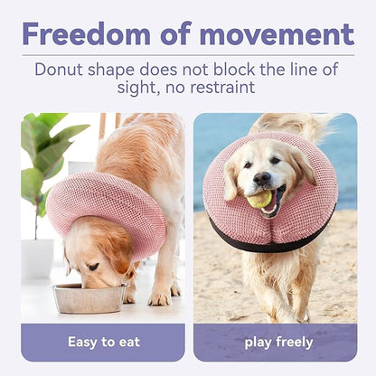 Soft Inflatable Dog Cone Collar - Medium/Large/Small, Cat Size - Dog Neck Donut, E Collar Alternative for Recovery