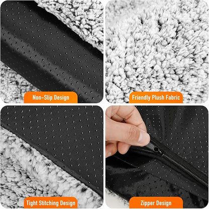 Self Warming Pet Bed for Cats & Dogs, Heated Pet Mat, 2.0 Upgraded Thermal Foil Heating Pad, Plush Self-Heating Bed for Crate, Floor, with Removable Washable Cover, Non-Slip, Gray, 18"x27"
