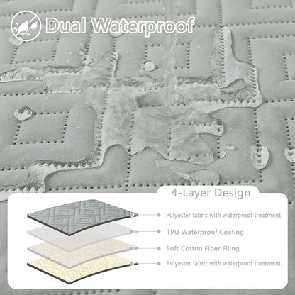 hyha Waterproof Dog Blanket, Soft Dog Bed Cover Pet Blankets, Waterproof Sofa Couch Cover for Dogs Washable, Reversible Pet Couch Covers for Sofa Furniture (30x53 Inch, Grey/Beige)