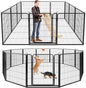 Dog Playpen Outdoor Extra Wide 12 Piece Panels Heavy Duty Dog Fence 47" Height Anti-Rust with Doors Portable for RV Camping Yard, Total 32FT, 79 Sq.ft, Snowy Black