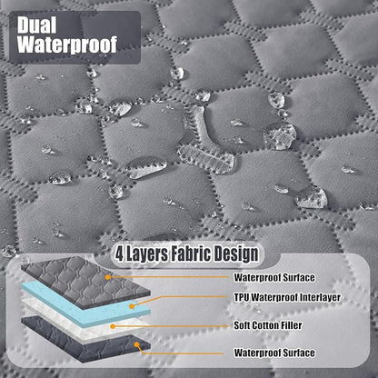 Smiry Waterproof Dog Bed Cover Blanket, Soft Reversible Pet Blanket, Washable Leakproof Cats Dogs Couch Cover for Sofa, Couch, Furniture (30x53 Inch, Grey/Dark Grey)