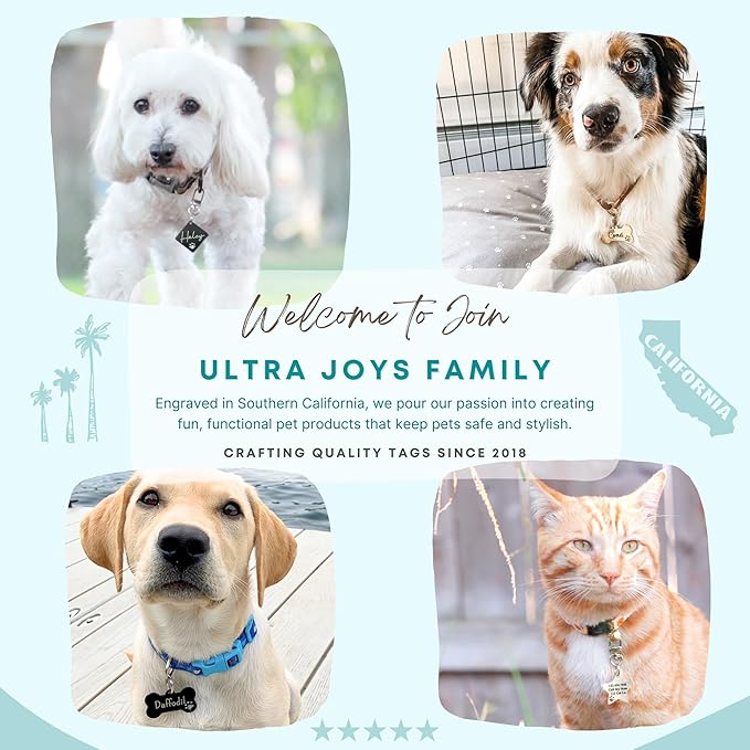 Ultra Joys Dog Tags Personalized for Pets - Hollow Paw Custom Pet ID Tag - Engraved Dog Tag for Small Dogs - Custom Your Own