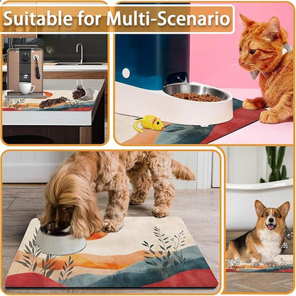 Absorbent Pet Dog Bowl Mat for Food and Water, Pet Cat Food Feeding Mat with Non Slip Rubber Backing, Dog Food Mats for Floors Waterproof, 24"x32"