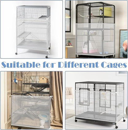 Large Bird Cage Seed Catcher, 31 x 118 inches Adjustable Large Bird Cage Cover Elastic Band Mesh Cages Cover Skirt Nylon Mesh for Parakeet Parrot Cages