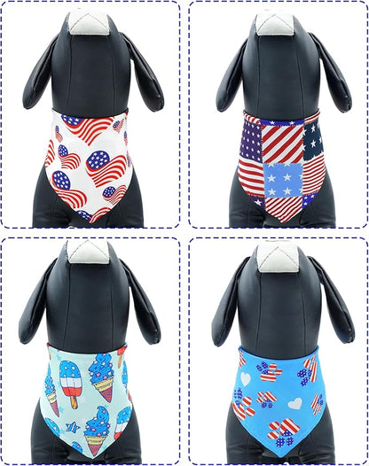 PET SHOW 50 Pack 4th of July Dog Bandanas Bulk Washable American Flag Dog Patriotic Scarves for Small Medium Dogs Puppy Star&Stripe Triangle Bibs Kerchief Set Cats Pet Girl Boy Grooming Accessories