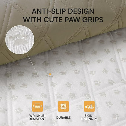 Luciphia 100% Waterproof Couch Cover Blanket for Dogs Anti-Slip Pet Couch Protector Sofa Mat Puppy Cat Blanket with Non-Slip Bottom, Taupe White, 68x82 Inch