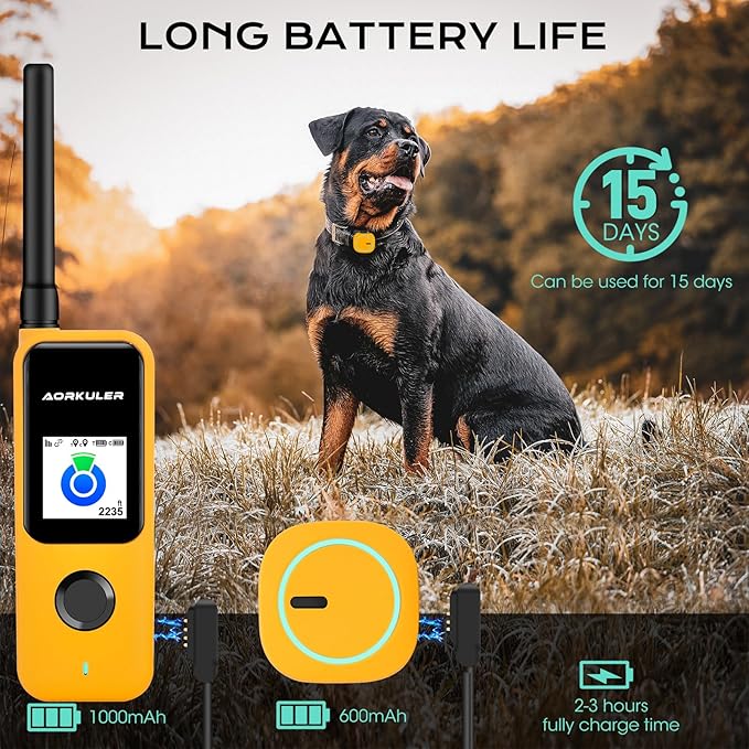 Aorkuler Outdoor GPS Dog Tracker for Remote & Rural Areas – No Phone or Signal Needed,Real-Time Tracking for Daily Walks,Hiking, Camping, Farms, and Large Open Spaces,No Monthly Fees(Tracker 2)