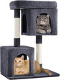 Yaheetech 33.5in Cat Tree Tower for Indoor Cats w/2 Cozy Plush Condos, Oversized Perch & Sisal Scratching Posts, Stable Cat Stand House for Large Cats & Pets