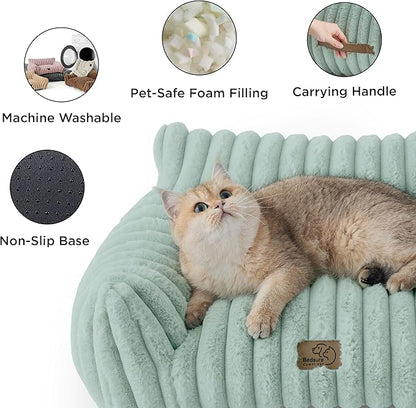 Bedsure ComfyFleece™ Cute Cat Couch for Pets - As Seen on TV on Good Day New York, Small Medium Dog Bed, Supportive Couch Bed for Small Dogs, 30 Inch, Garden Green