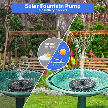 Solar Fountain for Bird Bath, Solar Water Fountain with Multiple Nozzles & Fixed Pipes, Upgraded Version 3.5W Solar Water Pump, Suitable for Bird Bath, Garden, Courtyard, Fish Tank, Outdoor
