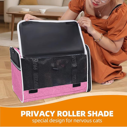 Top Loading Medium Cat Carrier with Privacy Protection for Nervous Pet, Soft-Sided Small Puppy Travel Crate Vet Visit, Kitty Cage Kennel Bag Suitcase Luggage Sleeve, 18x11x11 Inch Pink