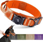 2026 Upgrade Waterproof AirTag Dog Collar, Military Tactical Dog Collar with AirTag Holder, Comfortable Control Handle and Metal Buckle, GPS Dog Collar Holder for Medium to Large Dogs (Orange, M)