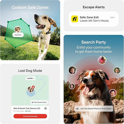 New Fi Series 3+ Smart Dog Tracker Collar [6 Month Membership Included] GPS Tracker for Dogs with Health & Behavior Monitoring, Escape Alerts, Waterproof, LED, Apple Watch Compatible (Blue, Medium)