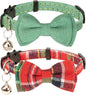 Collar for Cat Pet Breakaway with Bell Bowtie Detachable Bow Adjustable Safety Kitten Puppy Girl Boy 2pcs Christmas-B