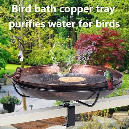 2 Pcs Bird Bath Copper Disk, 2mm Thick Reinforced Copper Cleaning Disk with Triple-Point Support, Purify Water All Year Round, Universal Fit for Outdoor Birdbaths, Bowl
