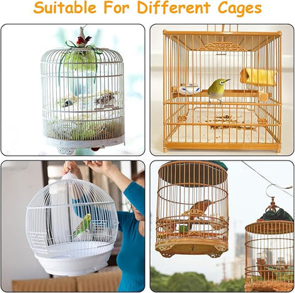 Bird Cage Seed Catcher, Adjustable White Bird Cage Net Birdcage Cover Skirt Nylon Mesh Netting, Stretchy Birds Cages Guard for Parrot Parakeet Macaw African Any Cages Cover