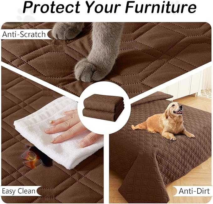 hyha Waterproof Dog Bed Blanket, Soft Pet Blankets, Waterproof Couch Cover for Dogs, Reversible Sofa Covers Washable for Furniture (30x70 Inch, Brown/Brown)