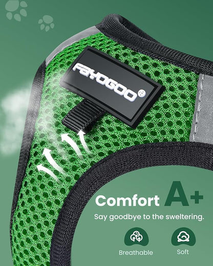 FAYOGOO Cat Harness and Leash Set | Upgrade Step-in Escape Proof Harness | Lightweight Soft Vest, No-Choke Design for Walking, Travel, Camping (Neon Green)
