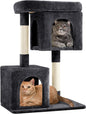 Yaheetech 33.5in Cat Tree, Small Kittens Tower w/Large Perch&2 Cozy Condos, Sisal Scratching Posts for Indoor Kittens/Cat, Stable Pet Activity Center Furniture, Black