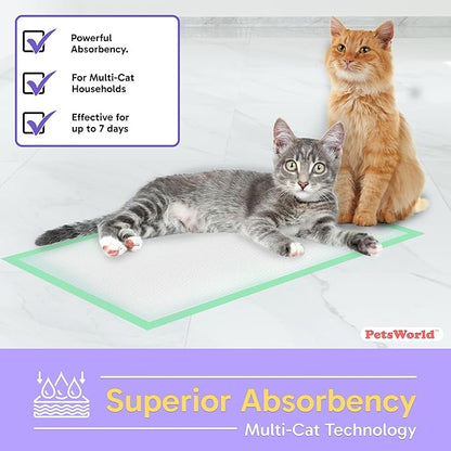 PETSWORLD Multi Cat Pad Refills for Cats Breeze Litter System, Ultra-Absorbent, Quick Dry - (1200 Count, Unscented)