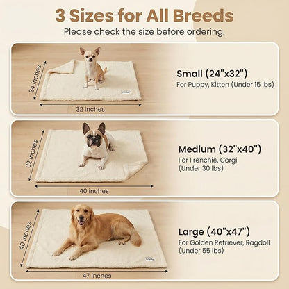 furrybaby Dog Blanket Soft Dog Blankets for Large Dogs Puppy Essentials Washable Sherpa Fleece Cat Blanket 40x47 Inches for Bed Furniture Couch Sofa (Large, Beige)