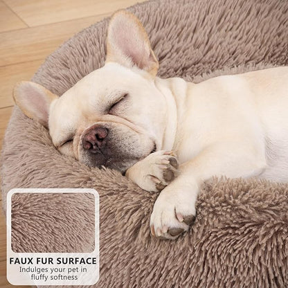 MIXJOY Orthopedic Dog Bed Comfortable Donut Cuddler Round Dog Bed Ultra Soft Washable Dog and Cat Cushion Bed (20''/23''/30''/36'') (36''x36'', Brown)