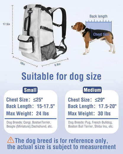 Dog Backpack for Small & Medium Dogs – 4-Layer Safety Pet Carrier with Thick Shoulder Straps, Detachable Waist Bag, Breathable Mesh & Storage Pockets for Travel & Hiking
