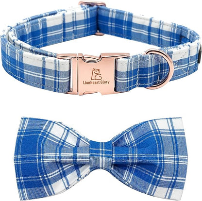 Lionheart glory Dog Collar, Boy Dog Collar Bowtie Blue Adjustable Dog Bowtie Collar Bows Dog Collar for Medium Dogs