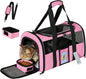 20" Large Cat Carrier Soft Sided for Cats Under 25 lbs, Folding Dog Carrier 20" Carrier for 2 Cats Travel Carrier - Pink
