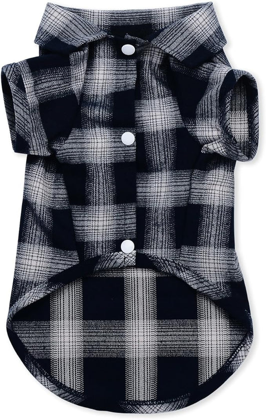 Koneseve Dog Shirt, Pet Plaid Clothes T-Shirt Sweater Matching Breathable for Small Medium Large Dog Cat Puppy Adorable Casual Cozy Halloween Thanksgiving Christmas Costumes (Blue; 4XL)