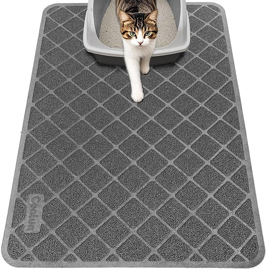 Cat Litter Mat Litter Trapping Mat, 35" x 23" Premium Durable PVC Grid Mesh with Scatter Control, Non-slip, Less Waste Cat Litter Box Mat, Soft on Kitty’s Paws, Urine Waterproof