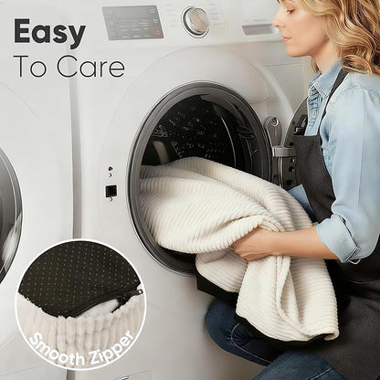 FUKUMARU Dog Couch Bed, Corduroy Cozy Cat Bed for Indoor Cats with Washable Cover, 28in Waterproof Orthopedic Dog Beds Sofa for Small Dogs and Large Cats, Cute Warm Cotton Pet Sofa, Cream