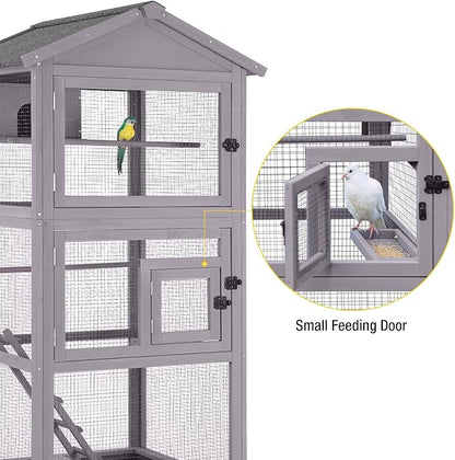 Aivituvin Bird Cages Outdoor Bird Aviary Indoor Parakeet Cage with Perch for Birds, Large Dove cage with Wire Netting Above The Removable Pull Out Tray - Wheels Include