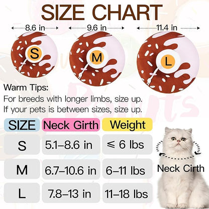 Cat Cone Collar Soft, Cute Cat Donut Collar After Surgery, Adjustable Kitten Recovery Cones to Stop Licking, Lightweight Neck Elizabethan Collars for Cats Kittens (Chocolate, Large)