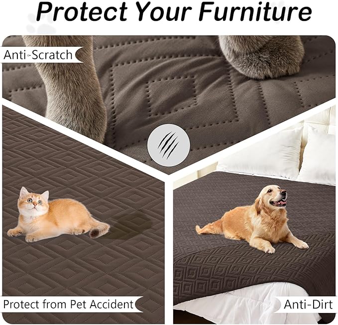 hyha Waterproof Dog Blanket, Soft Dog Bed Cover Pet Blankets, Waterproof Sofa Couch Cover for Dogs Washable, Reversible Pet Couch Covers for Sofa Furniture (82x102 Inch, Chocolate/Chocolate)