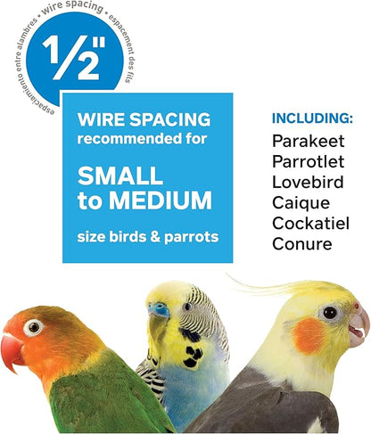 Prevue Hendryx Pet Products Wrought Iron Flight Cage - Big Rolling Bird Cage for Parakeets, Cockatiels, Conures, Lovebirds, Canaries, Finches, Parrotlets, & Caiques, 5 Ft - X-Large, Hammertone Black