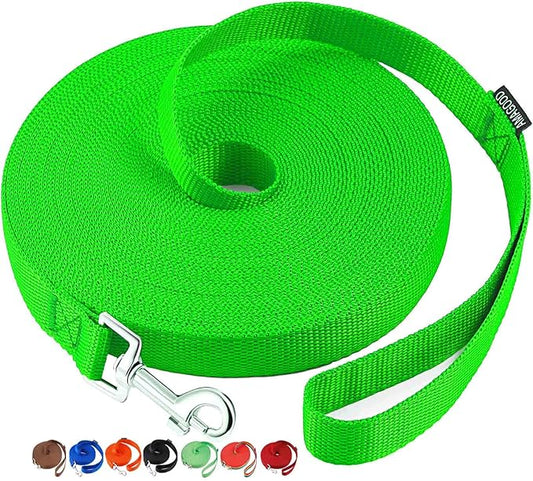 AmaGood Dog/Puppy Obedience Recall Training Agility Lead-15 ft 20 ft 30 ft 50 ft Long Leash-for Dog Training,Recall,Play,Safety,Camping (50feet, Green)