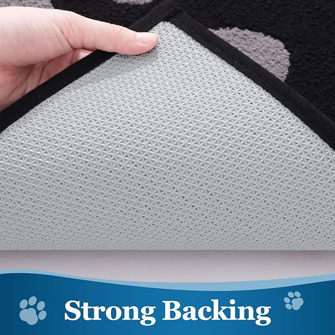 Buganda Dog Door Mat for Muddy Paws, Absorbent Dirt Trapper Washable Indoor Doormats, Non Slip Low-Profile Mud Mat for Dogs, Front Entrance Doormat for Inside Floor (70x24 Inches, Black and Grey)