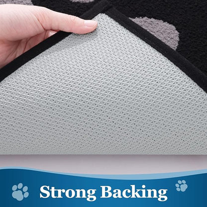 Buganda Dog Door Mat for Muddy Paws, Absorbent Dirt Trapper Washable Indoor Doormats, Non Slip Low-Profile Mud Mat for Dogs, Front Entrance Doormat for Inside Floor (30x20 Inches, Black and Grey)