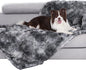 gogobunny Waterproof Dog Blanket for Couch & Furniture Protection - Super Soft Reversible Throw for Large Dogs & Cats, Calming Washable Fur & Sherpa Pet Blanket(33x77 Inch, Tie-dye Grey)