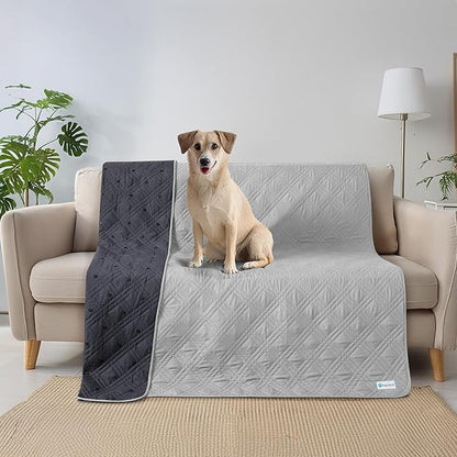 PetAmi Waterproof Bed Cover for Dogs, Pet Blanket Couch Cover, Reversible Furniture Cover Sofa Protector for Pet Cat Bed, Washable Dog Blanket for Seat, 102x82 Light Gray