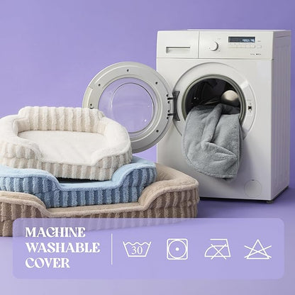 LE SURE Cute L-Plus Dog Beds, Orthopedic Waterproof Large Pet Bed with Sides, High Back Non-Slip Bottom and Egg-Crate Foam Dog Couch Sofa with Washable Removable Cover, Beige